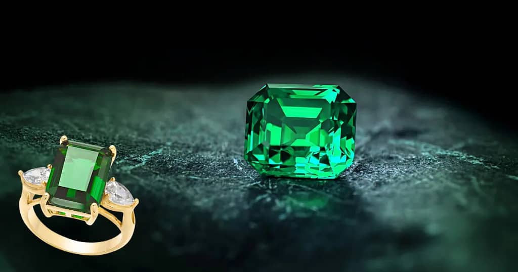 emerald (panna) gemstone and emerald ring