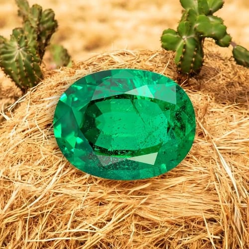 Emerald (Panna) stone on grass